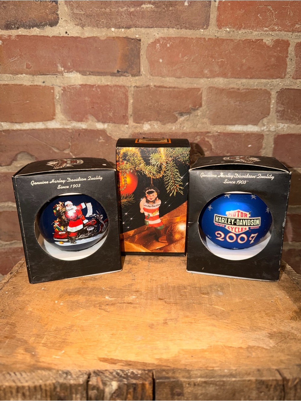 Harley-Davidson Blue & Multicolor Holiday Ornament Set Christmas Decor